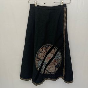 KOOS Van Den Akker New York Wool Wrap Skirt Embroidered Lagenlook Size 10
